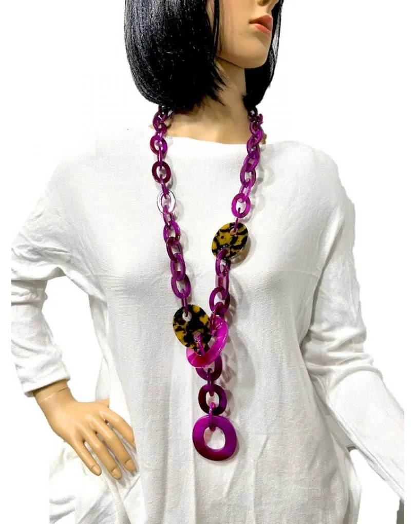 COLLARES LARGOS BUGAMBILIAS CON DETALLE DE CALABROTE TONO CAREY