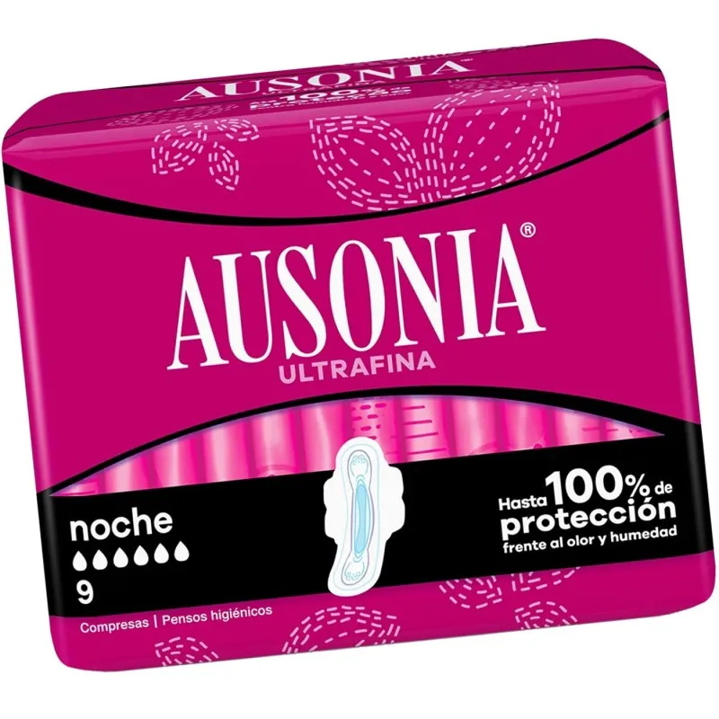 Compresas Ausonia Noche Ultrafina Superplus con alas.