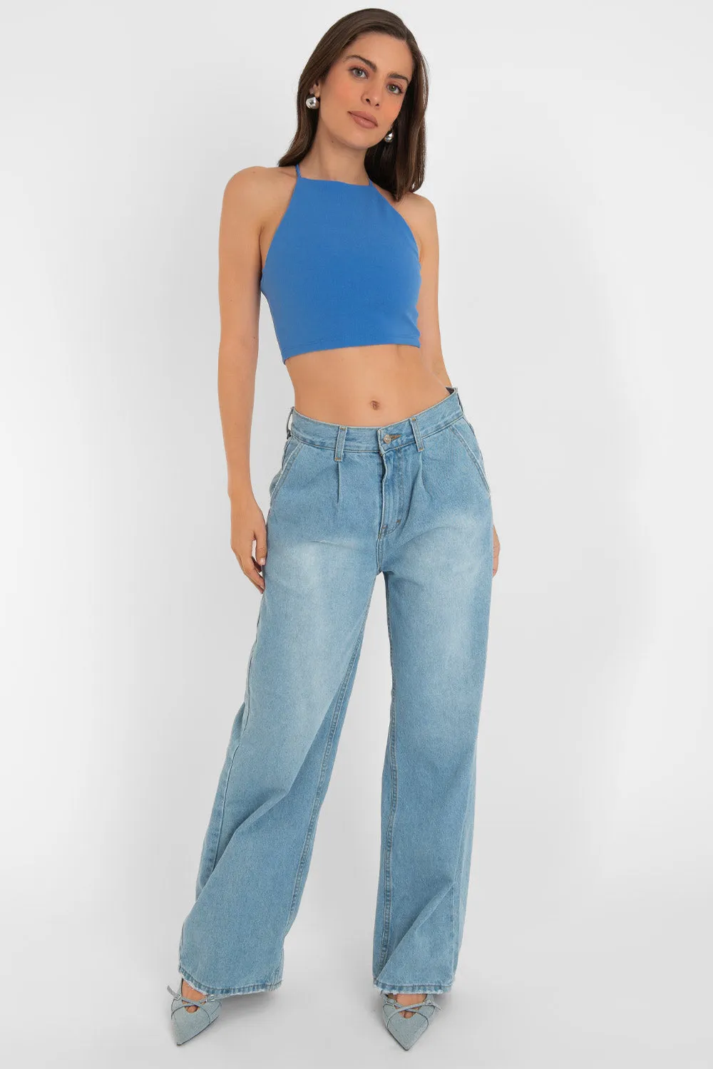 Crop top de tirantes cruzados escote espalda