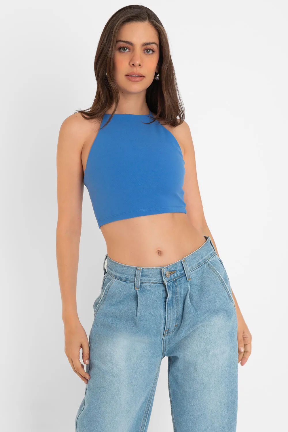 Crop top de tirantes cruzados escote espalda