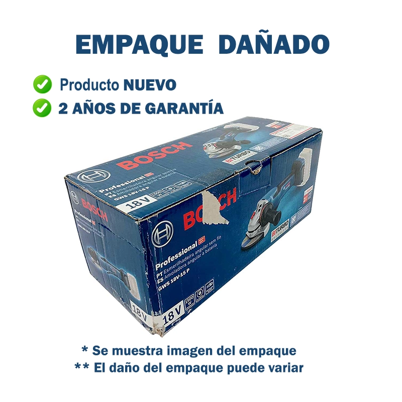 Esmeriladora Bl BITURBO Bosch GWS 18V-15 P EMPAQUE DAÑADO