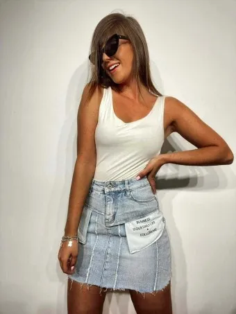 Falda Denim Desflecada FOLLOW ME