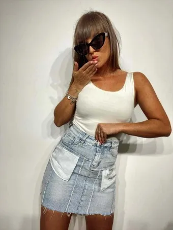 Falda Denim Desflecada FOLLOW ME