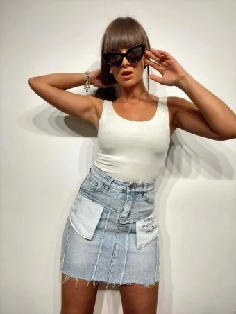 Falda Denim Desflecada FOLLOW ME