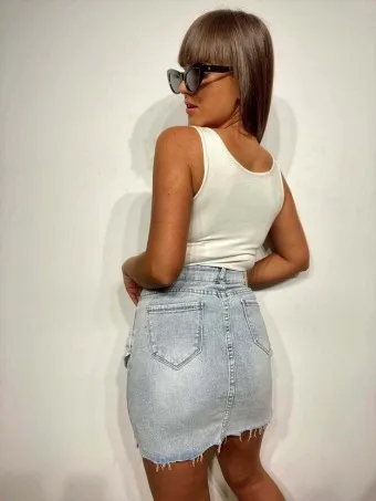 Falda Denim Desflecada FOLLOW ME