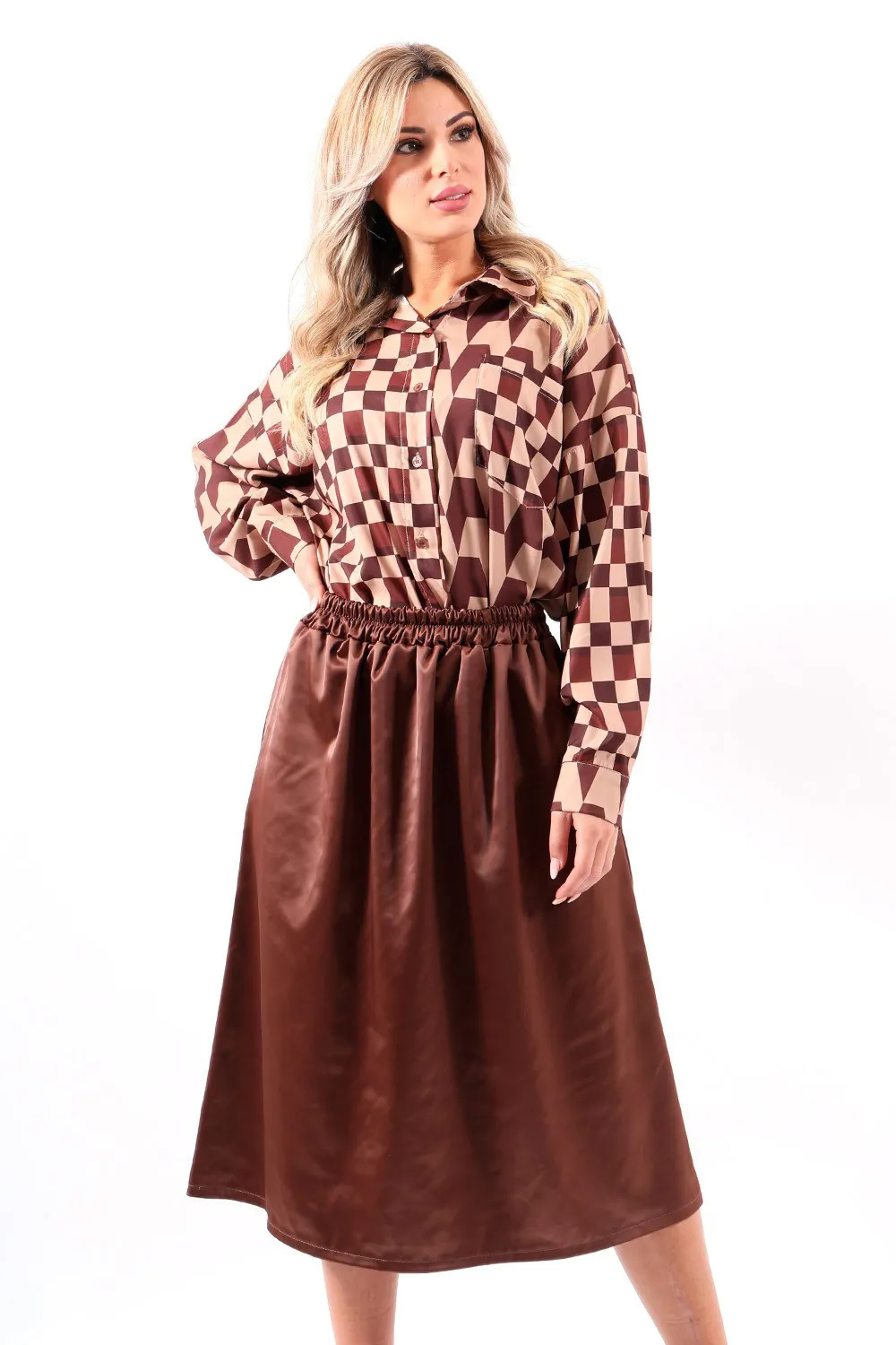 Falda elástica marrón