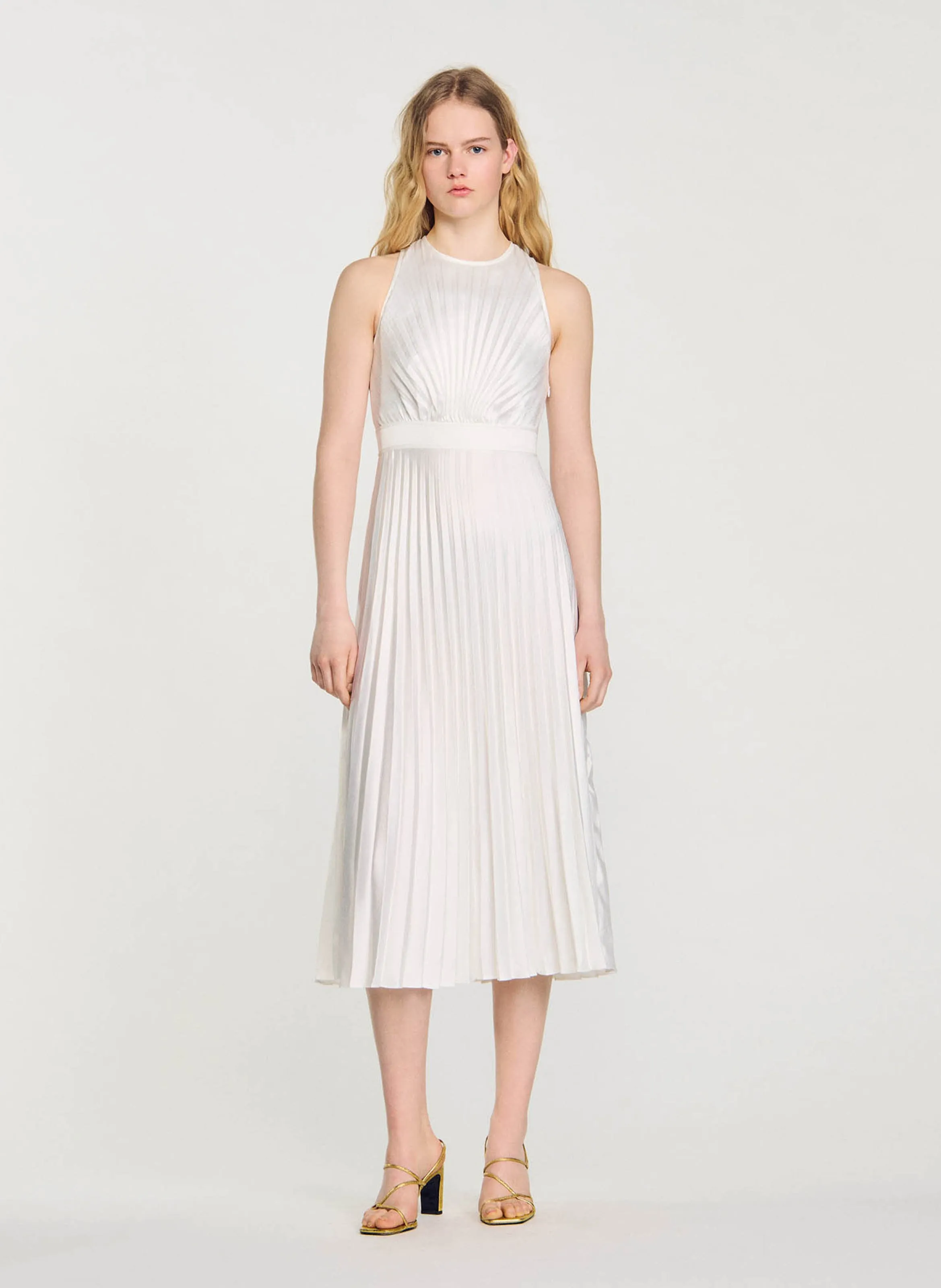Falda midi ajustada plisada Rove en blanco