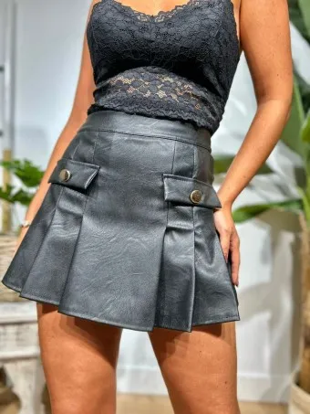Falda Pantalón Polipiel ROZLYN Negro