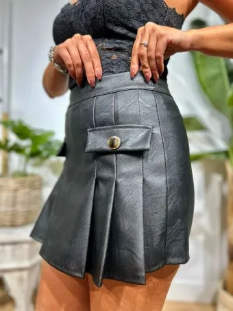 Falda Pantalón Polipiel ROZLYN Negro