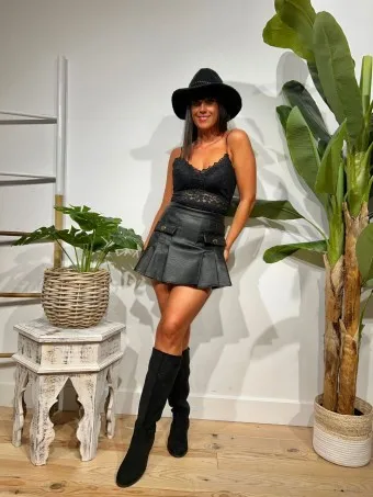 Falda Pantalón Polipiel ROZLYN Negro