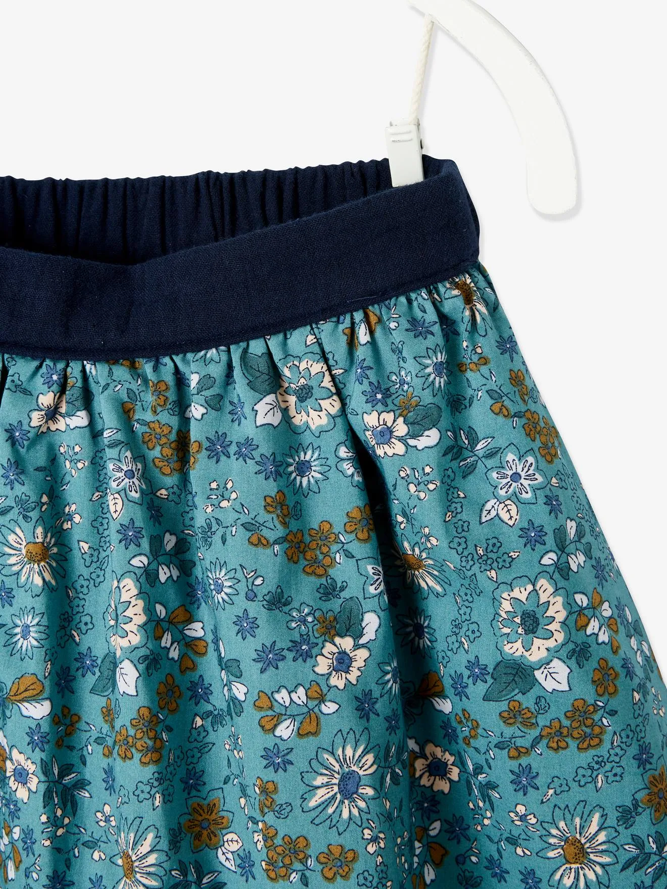 Falda reversible, lisa o estampada de flores, para niña