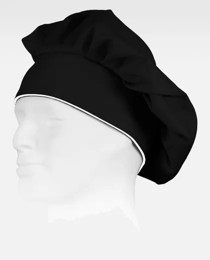 Gorro liso de cocina con velcro Negro / Blanco