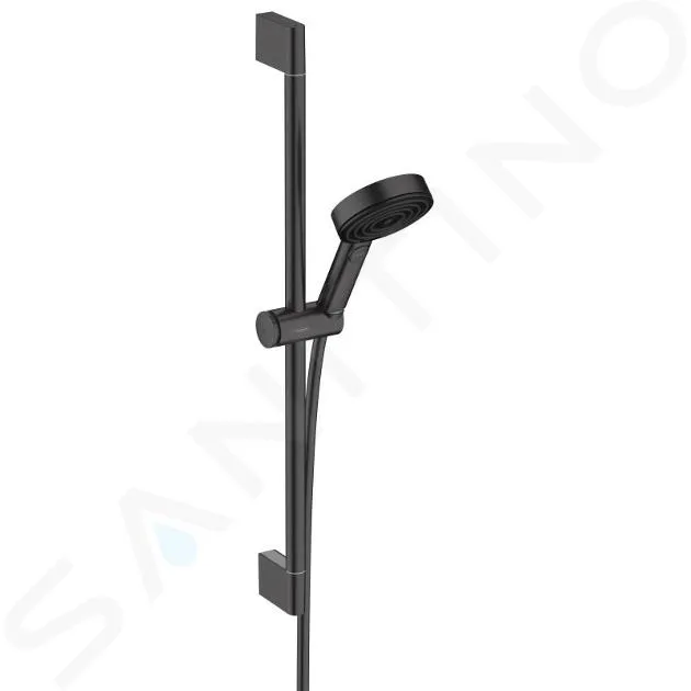 Hansgrohe Pulsify Select - Conjunto de cabezal de ducha, 3 chorros, EcoSmart, barra 67 cm y manguera, negro matee 24161670