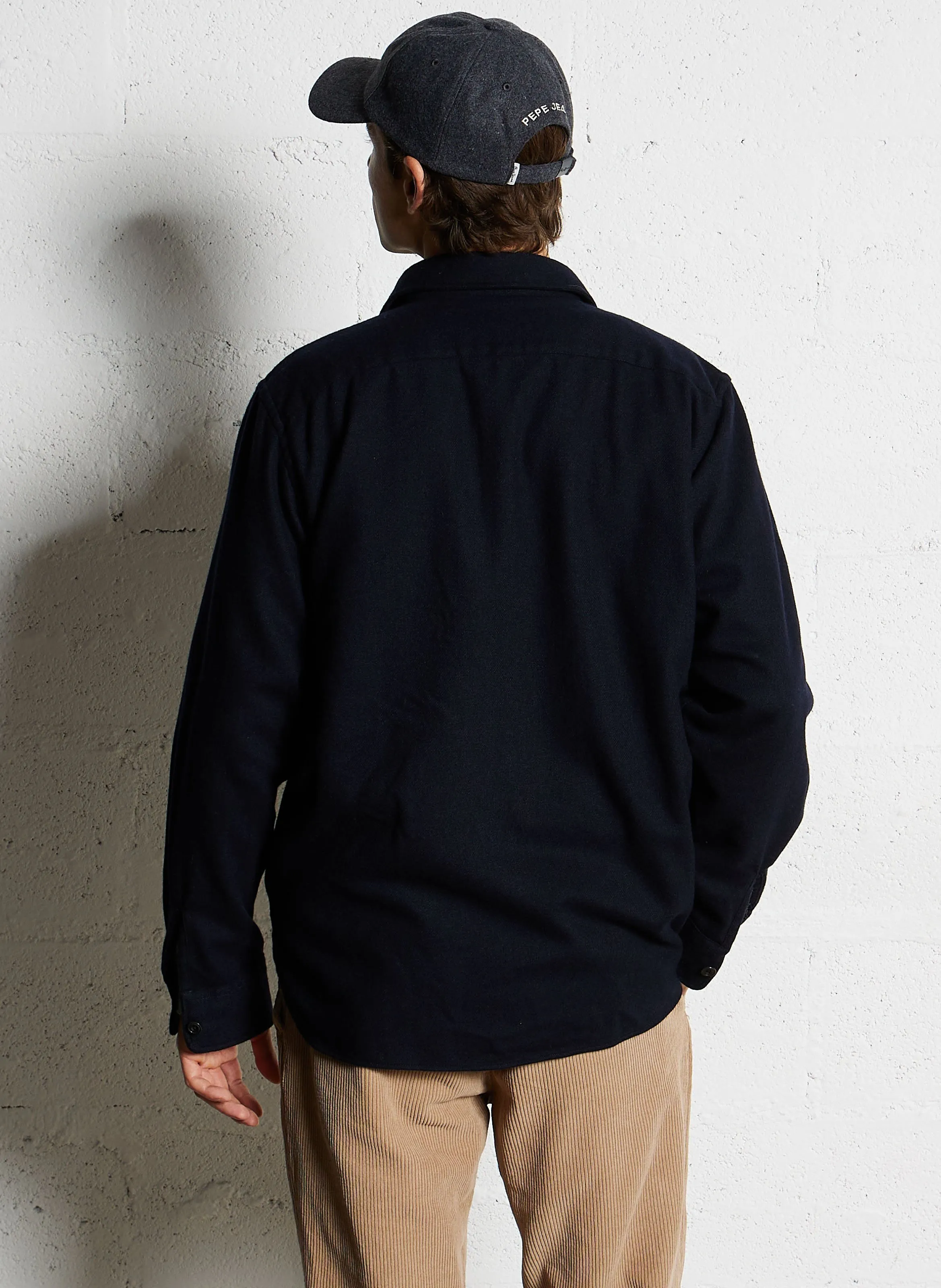 HARTFORD PERCEY - Sobrecamisa recta de mezcla de lana con cuello clásico en azul
