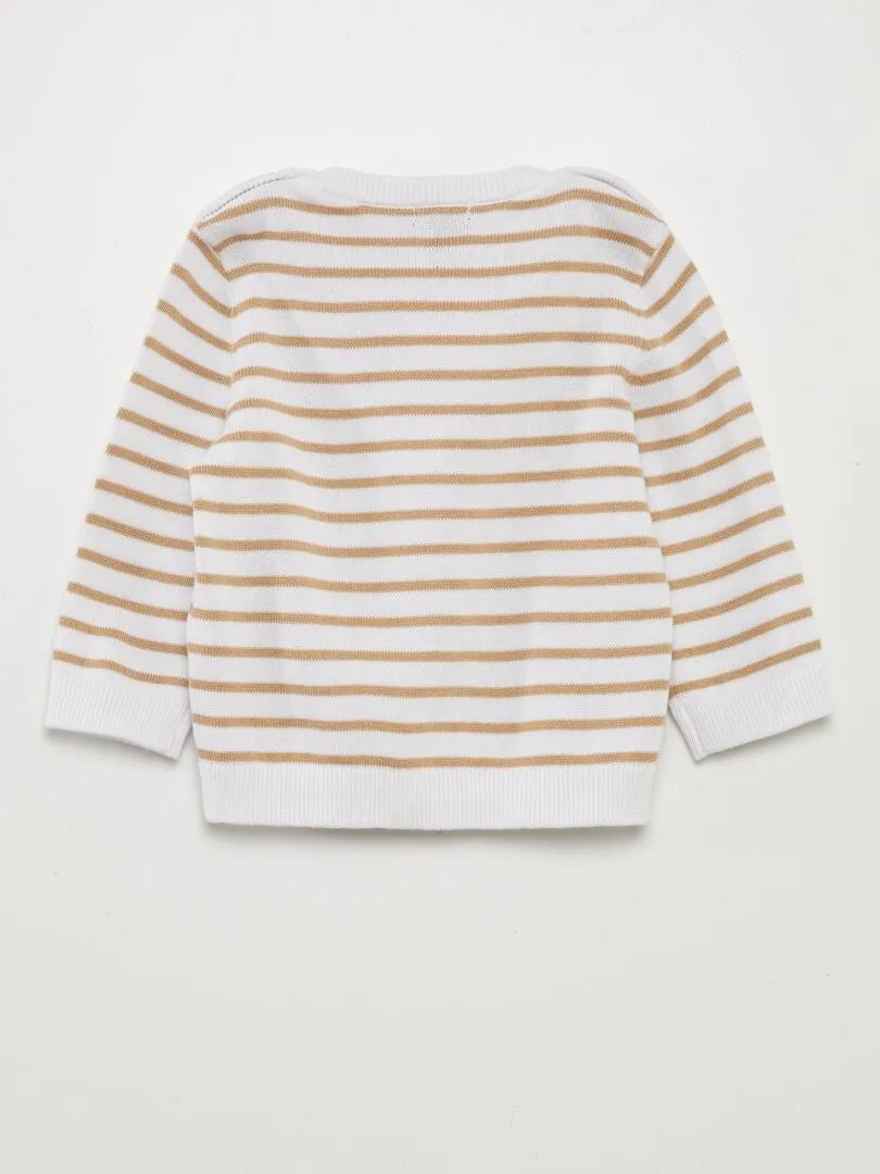 Jersey a rayas de punto fino - BLANCO