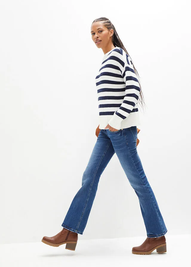 Jersey boxy azul marino/blanco lana con rayas