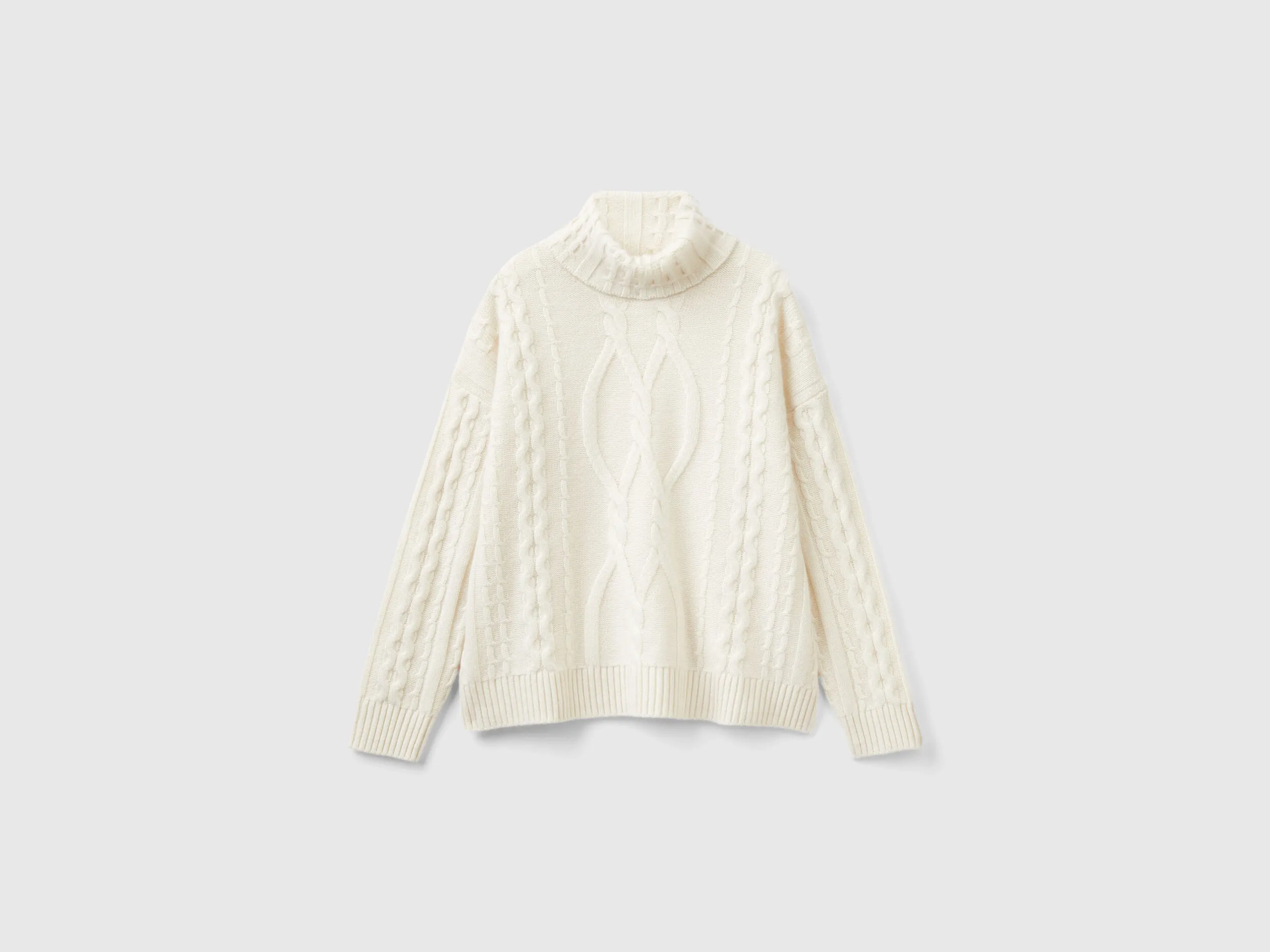 Jersey de ochos de 100 % cachemir con cuello cisne