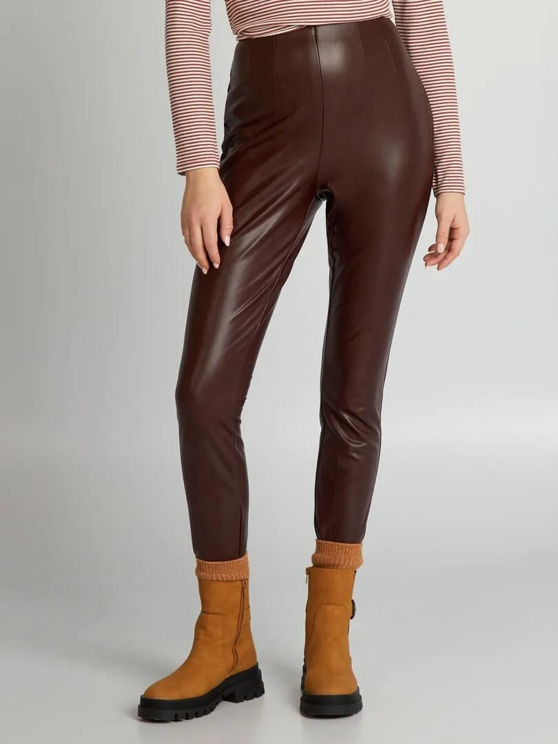 Legging de material sintético tiro alto - ROJO