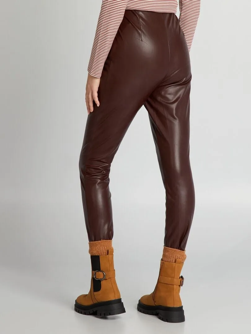Legging de material sintético tiro alto - ROJO