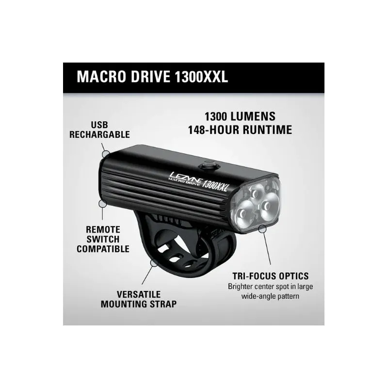 Lámpara Lezyne MACRO DRIVE 1300XL (POLISH/HI GLOSS)
