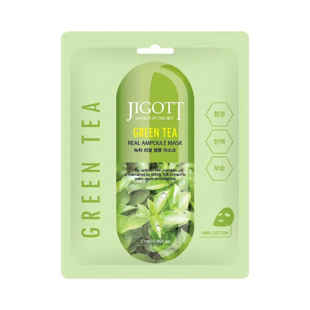 Mascarilla facial con té verde Jigott Real Ampoule