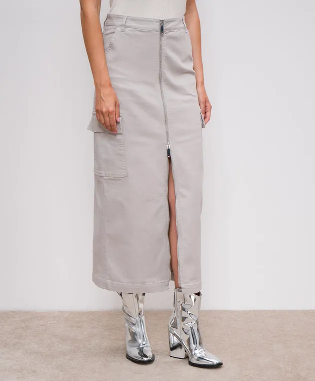 Max & Co BOLOGNA midi gray skirt with slit