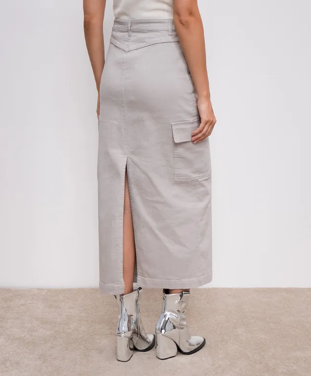 Max & Co BOLOGNA midi gray skirt with slit