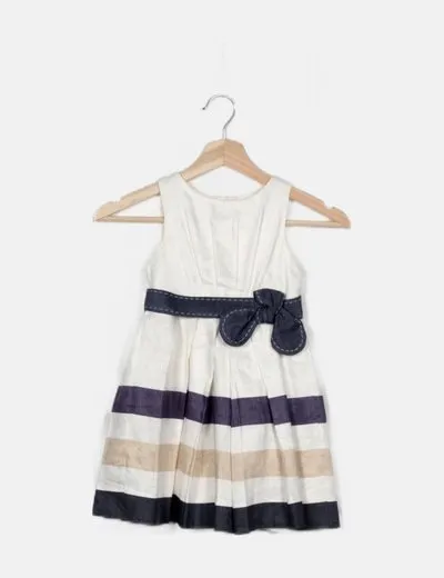 Mayoral Vestido blanco rayas detalle lazo