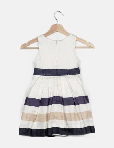 Mayoral Vestido blanco rayas detalle lazo