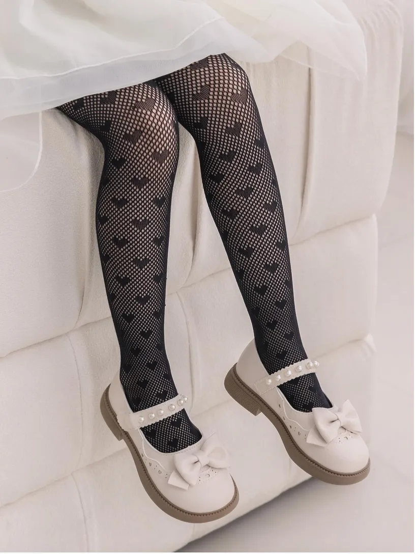 Medias Corazón Negro para Niñas