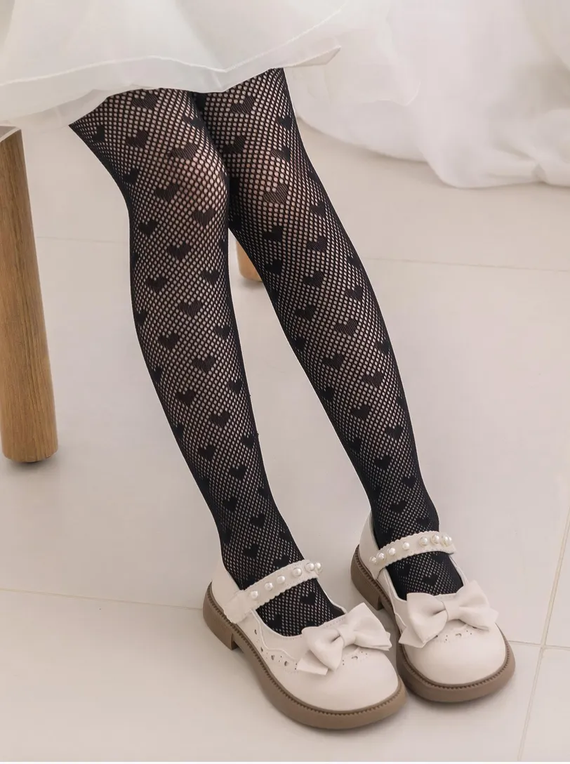 Medias Corazón Negro para Niñas