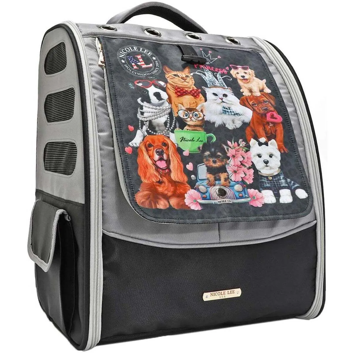 MOCHILA GRIS TRANSPORTADORA PARA MASCOTAS