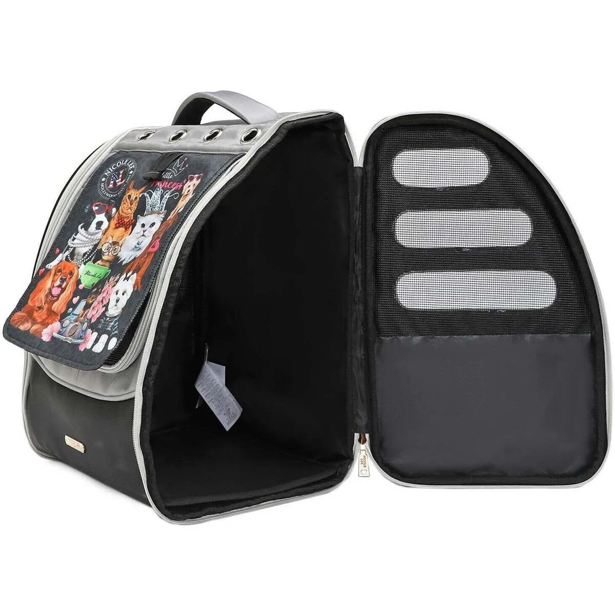 MOCHILA GRIS TRANSPORTADORA PARA MASCOTAS
