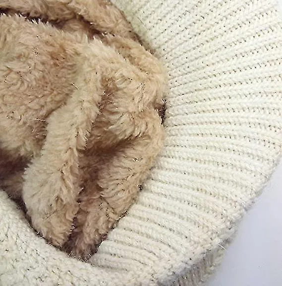 Mujeres Invierno Sombrero de punto cálido Lana Snow Ski Caps con visera negra