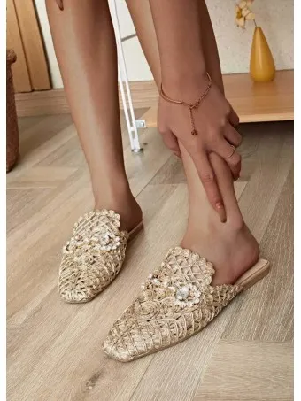 Mule Trenzado Strass ANJALEE Dorado
