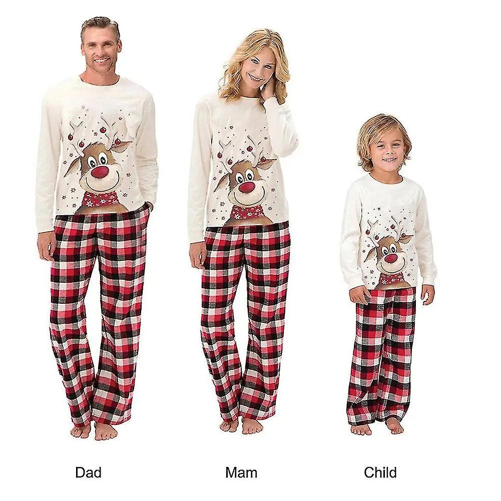 Navidad Alce Pijama Padre Hijo Set Familiar A juego Ropa de Noche Navidad Casual Pjs
