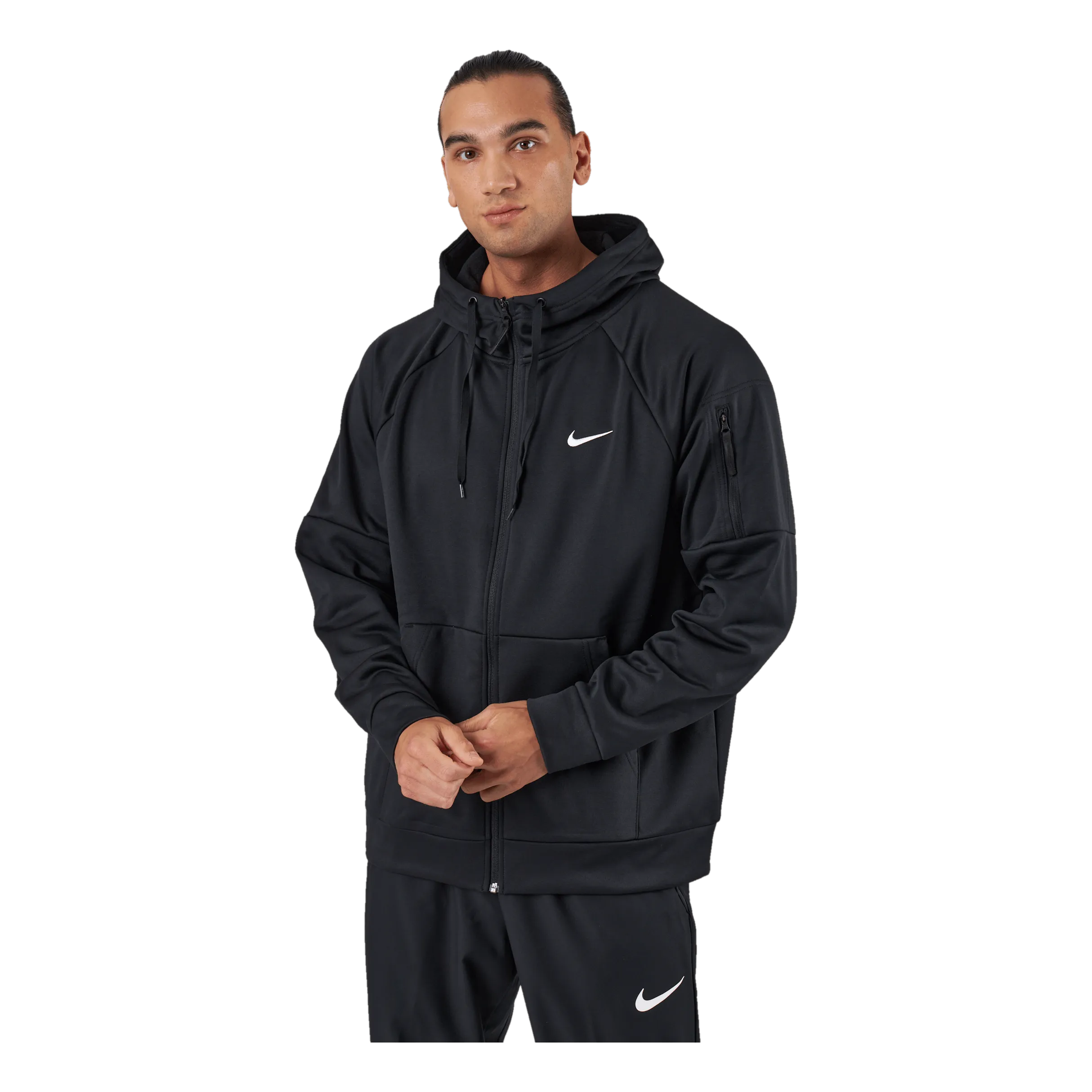 Nike Therma-FIT Men's Full-Zip Fitness Hoodie BLACK/BLACK/WHITE