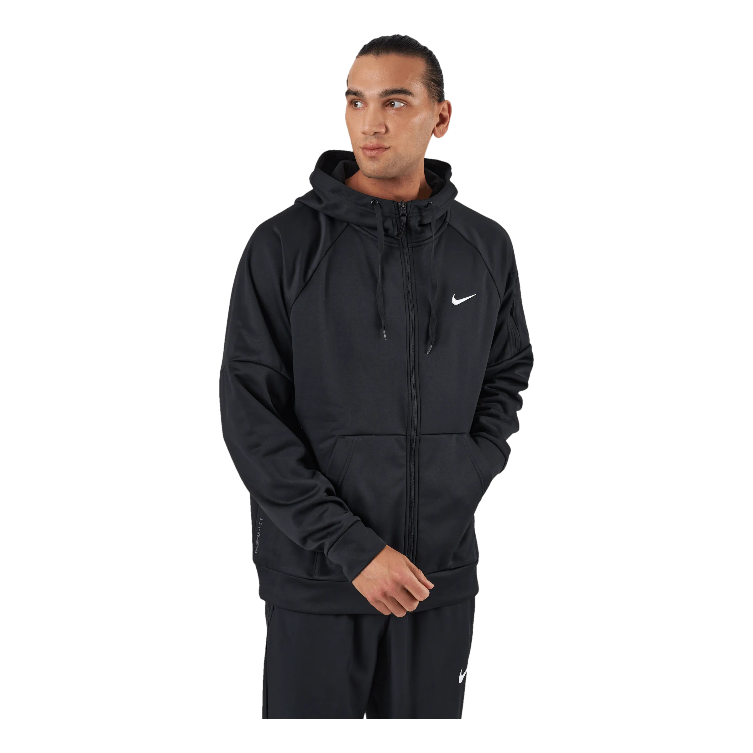 Nike Therma-FIT Men's Full-Zip Fitness Hoodie BLACK/BLACK/WHITE