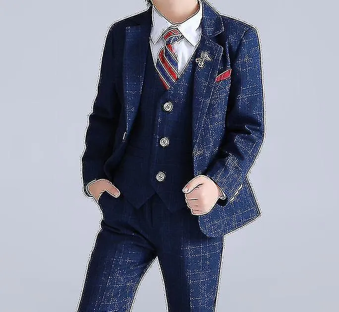 Niños Trajes de Niño Disfraces de Anfitrión Pantalones de Traje de 6 piezas Camisa Chaleco Corbata Broche Nuevos Trajes de Niños