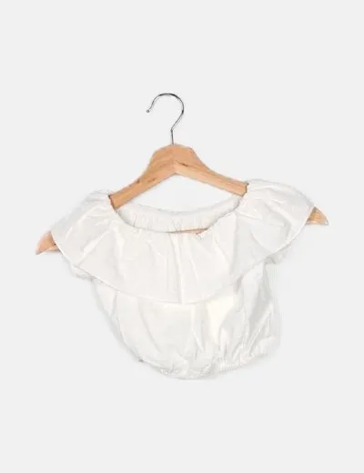 NoName Crop top blanco volante