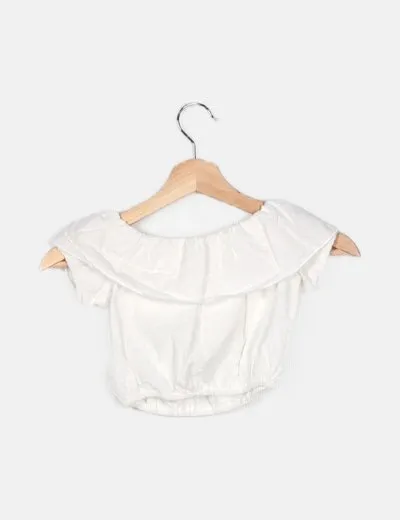 NoName Crop top blanco volante