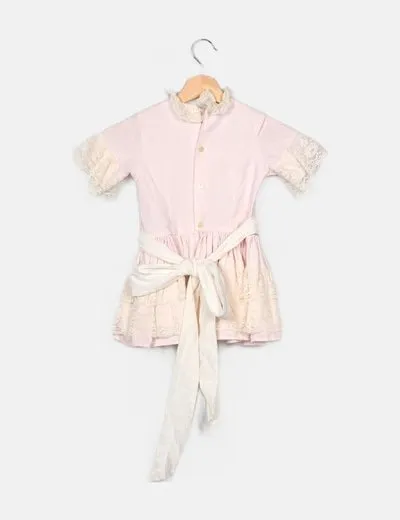 NoName Vestido ceremonia rosa detalle lazo