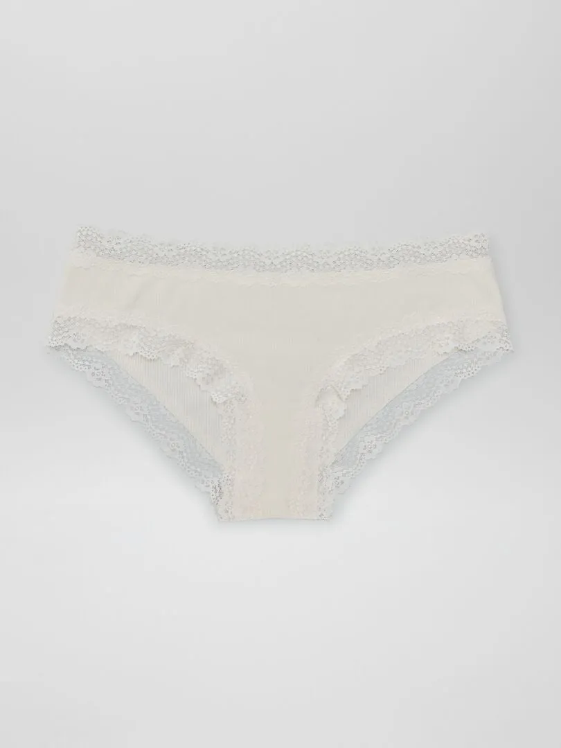 Pack de 3 culottes de canalé fino - castaño ciruela