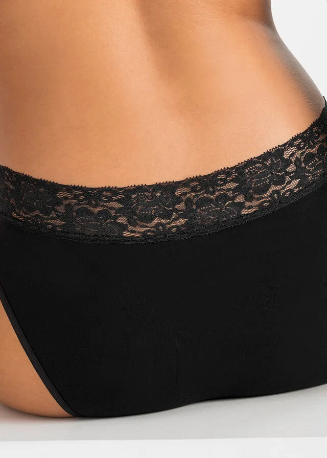 Pack de 5 bragas con detalle de encaje Negro