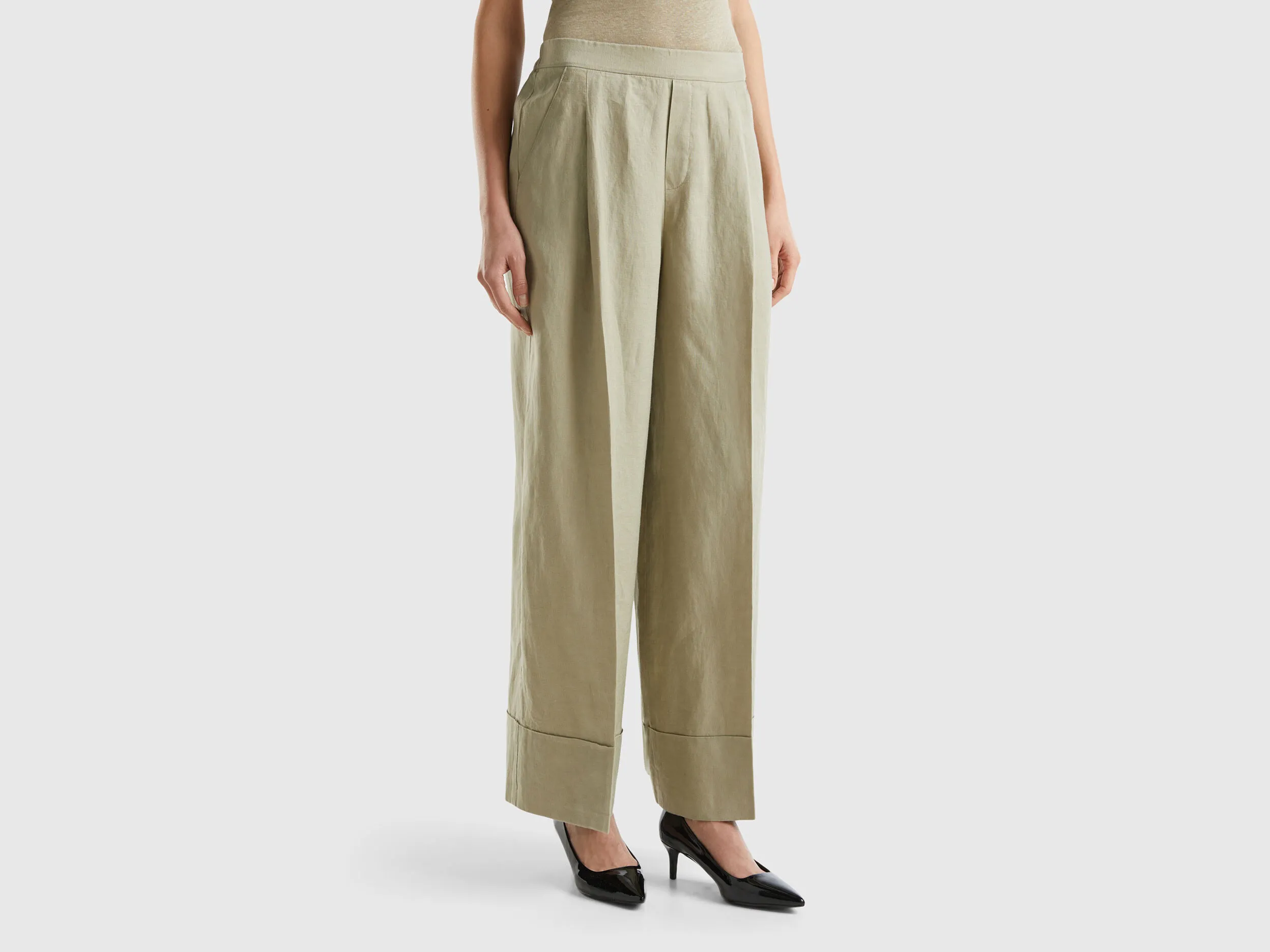 Pantalón palazzo de 100 % lino