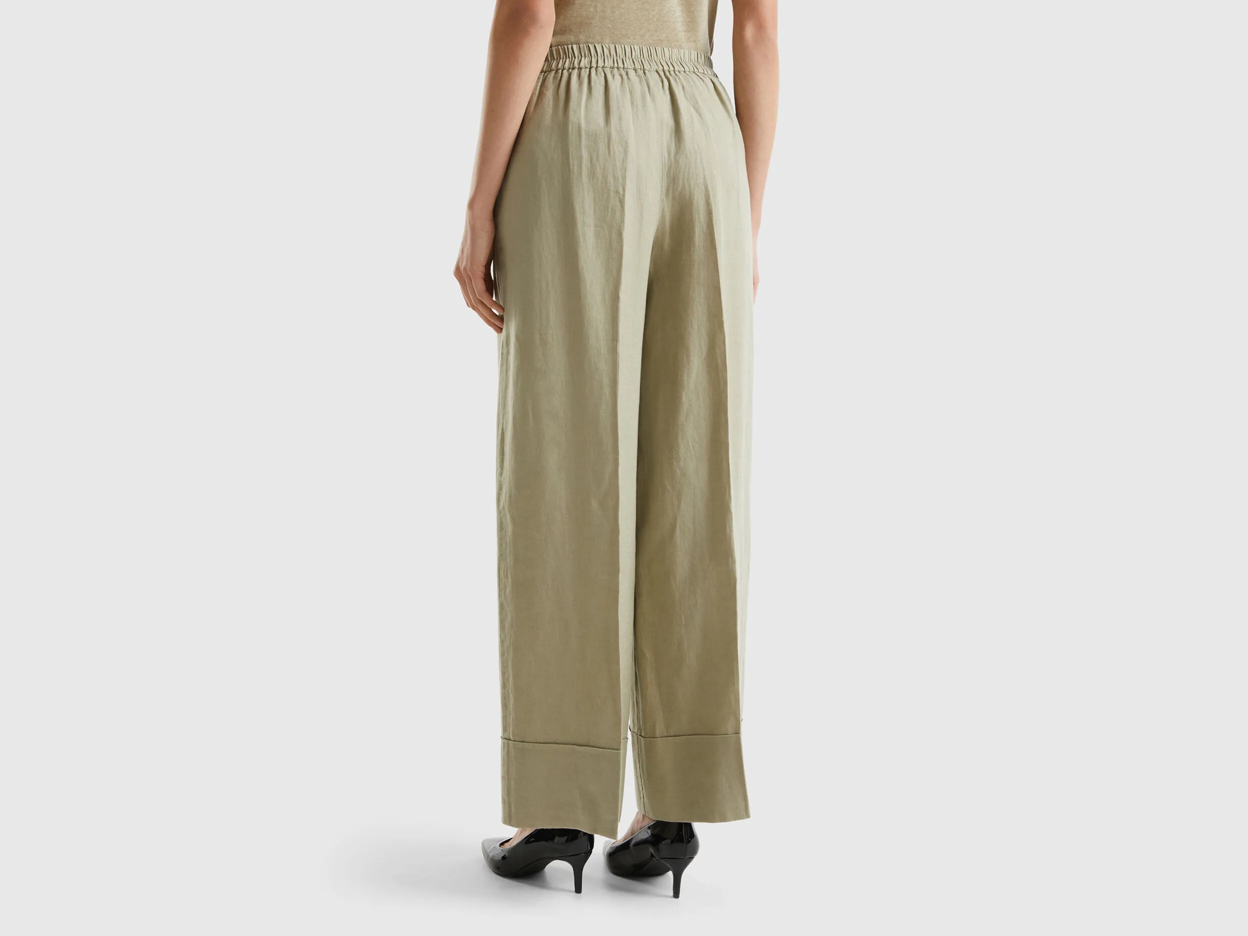 Pantalón palazzo de 100 % lino