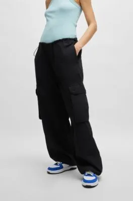 Pantalones oversize fit de estilo paracaídas en popelín de algodón