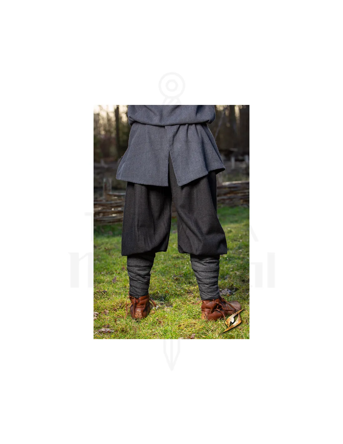 Pantalones vikingos de lana modelo Ull Rus, negro
