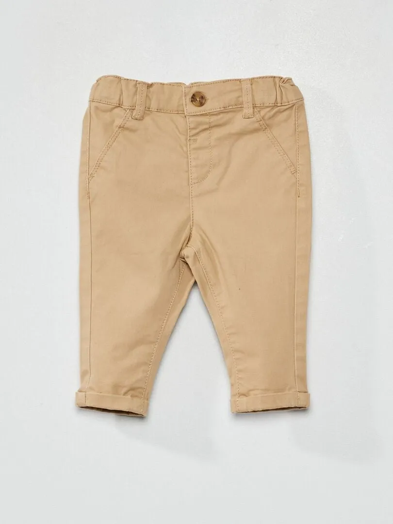 Pantalón chino liso - BEIGE