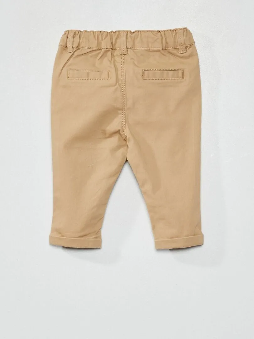 Pantalón chino liso - BEIGE
